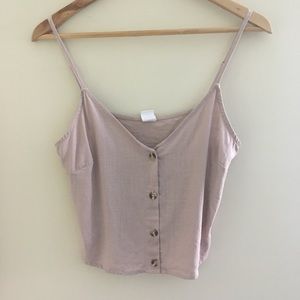 Button front linen tank top